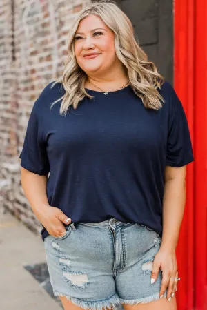 Tearing Down Boundaries Knit Top- Navy