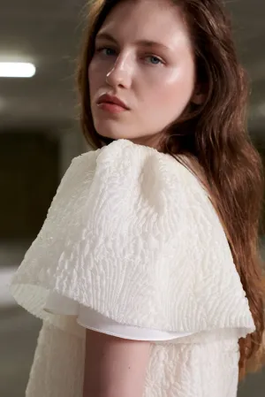 The 10th Anniversary Balloon Sleeve Top in Stamped Organza