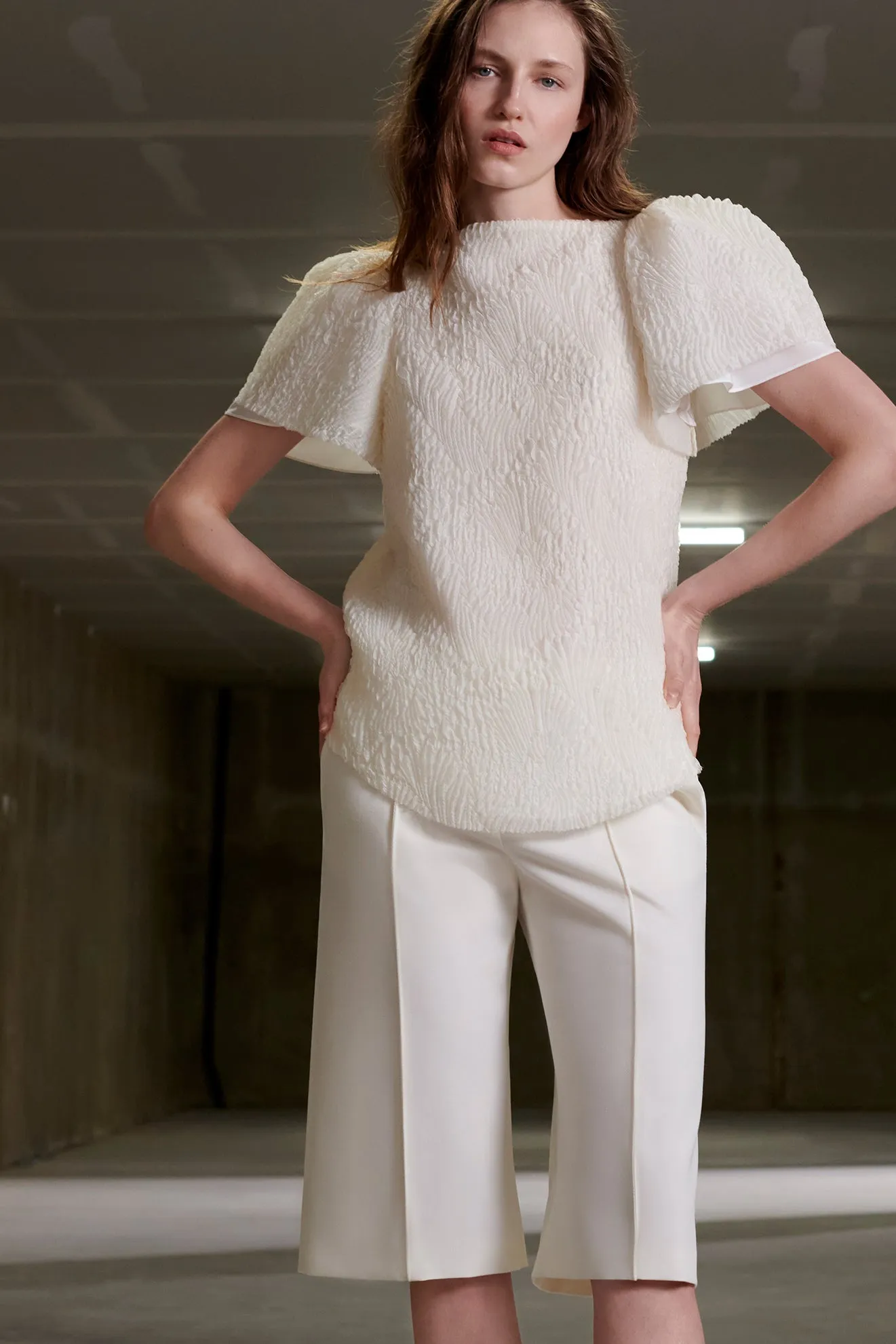 The 10th Anniversary Balloon Sleeve Top in Stamped Organza