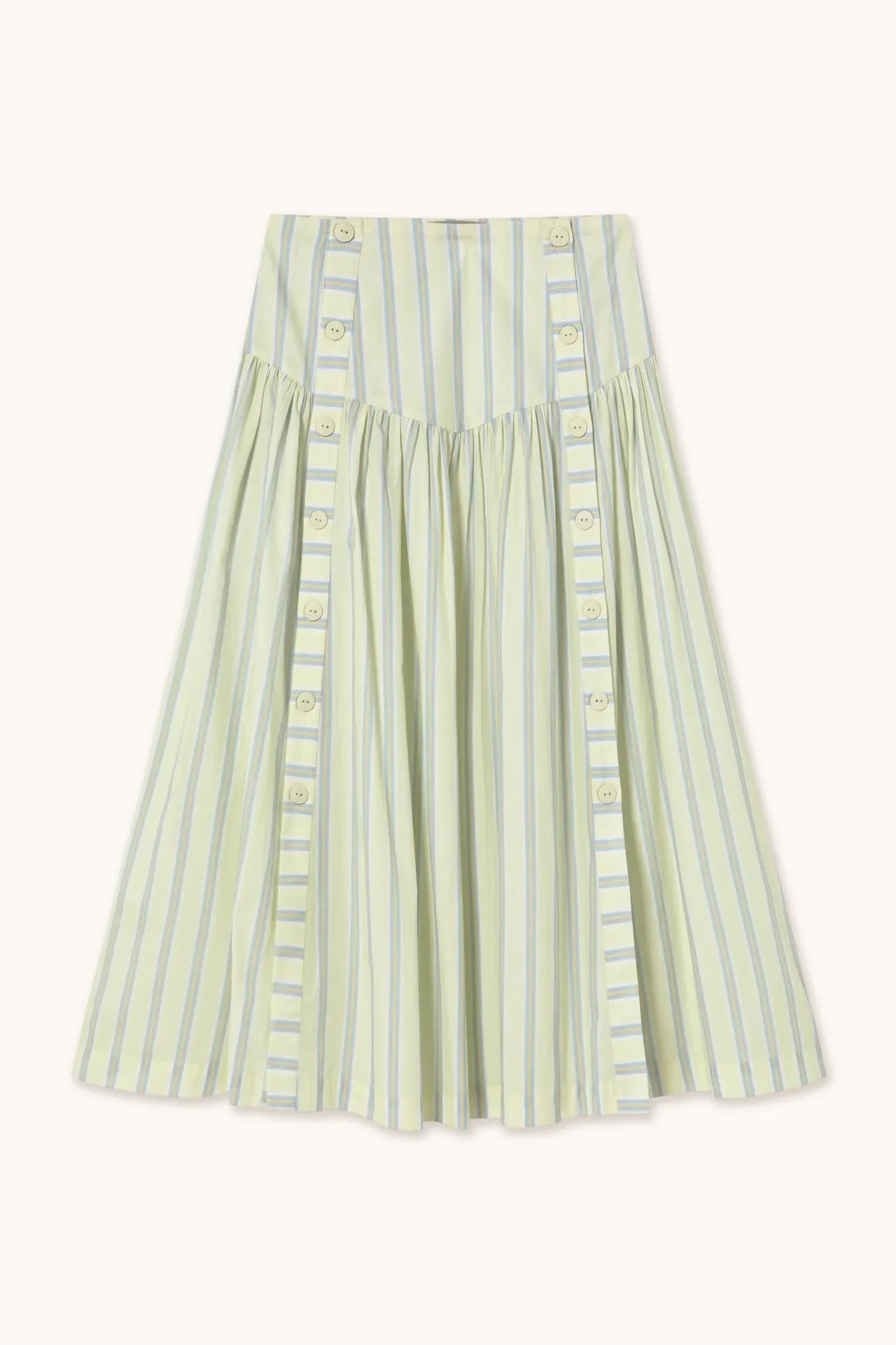 The Tiny Big Sister Stripes Buttoned Skirt - Pastel Yellow