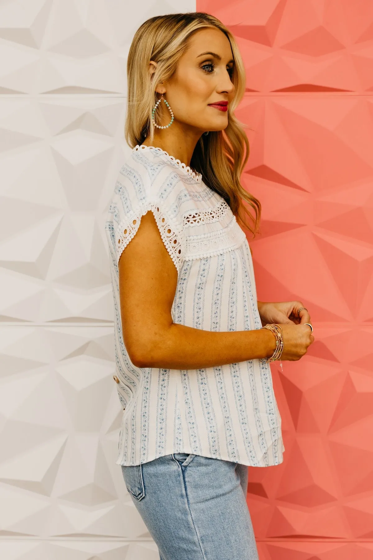 The Vanessa Printed Button Back Top