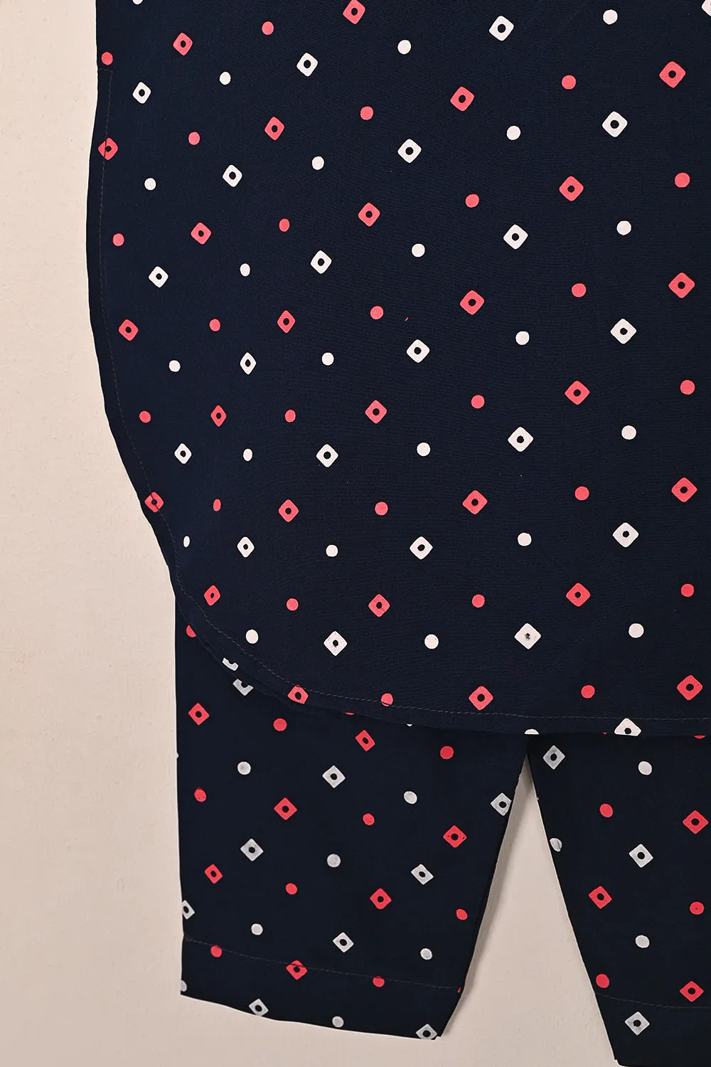 TKF-203-Navy Blue - Kids 2Pc Printed Co-Ord Dress