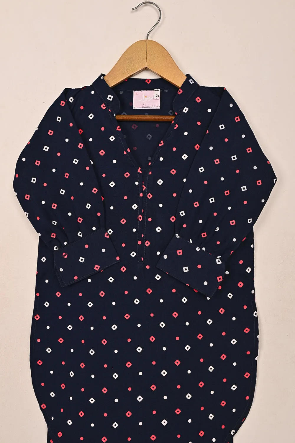 TKF-203-Navy Blue - Kids 2Pc Printed Co-Ord Dress