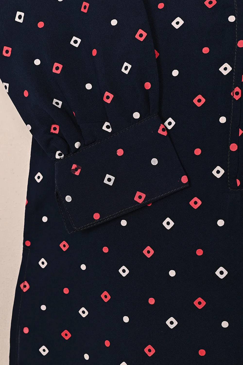 TKF-203-Navy Blue - Kids 2Pc Printed Co-Ord Dress