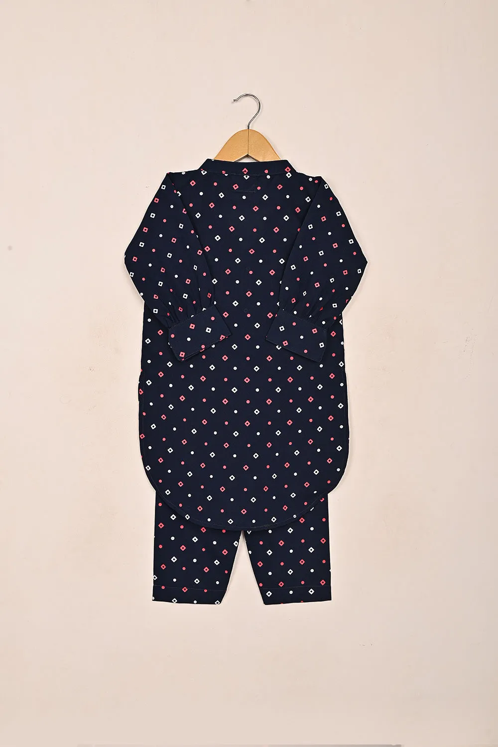 TKF-203-Navy Blue - Kids 2Pc Printed Co-Ord Dress