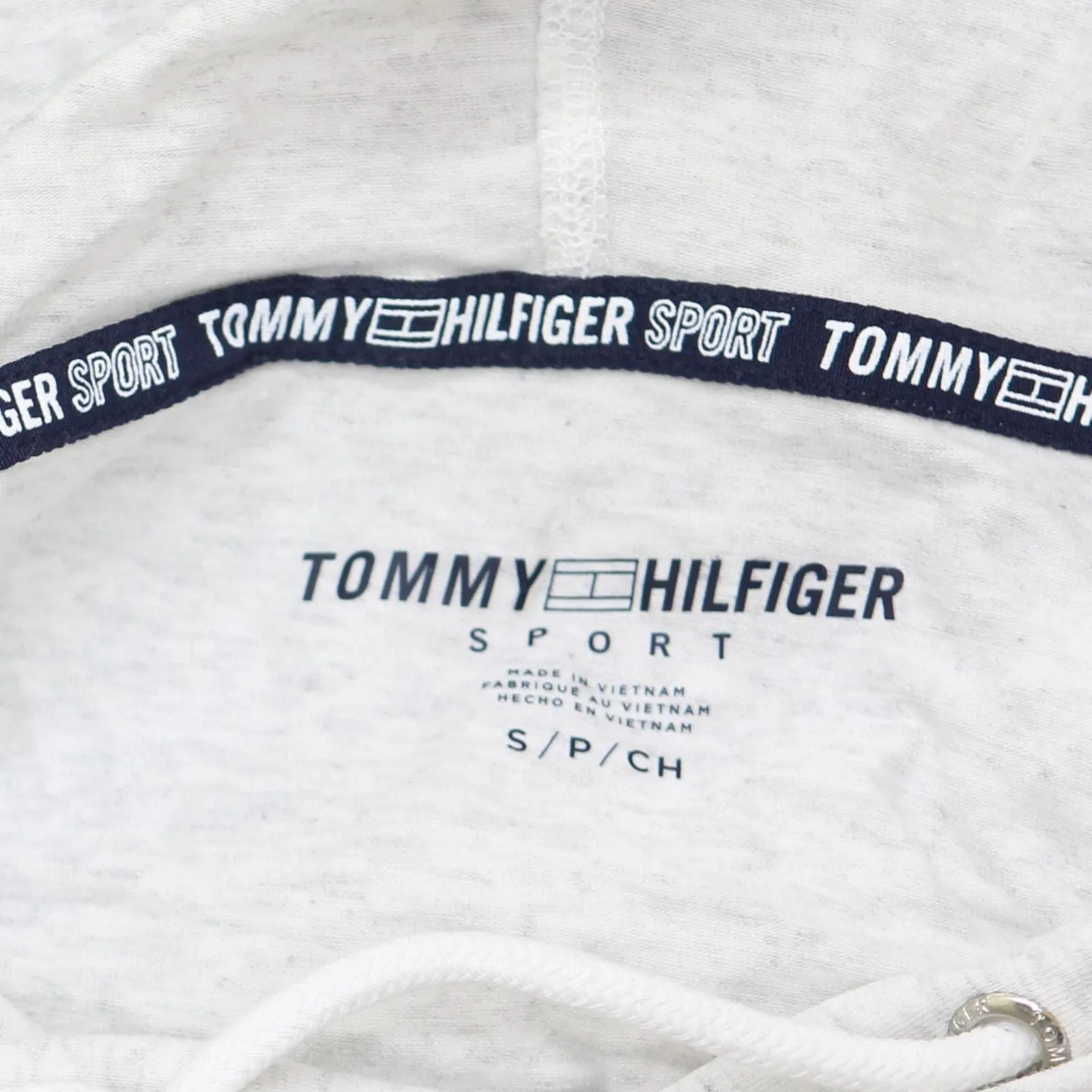 Tommy Hilfiger Women's Performance Hooded Long Sleeve Tee White Stone Heather S