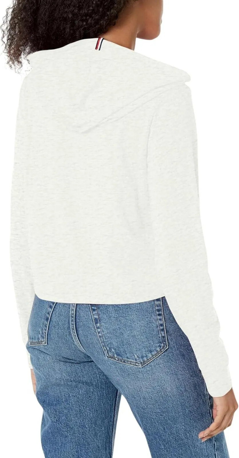 Tommy Hilfiger Women's Performance Hooded Long Sleeve Tee White Stone Heather S