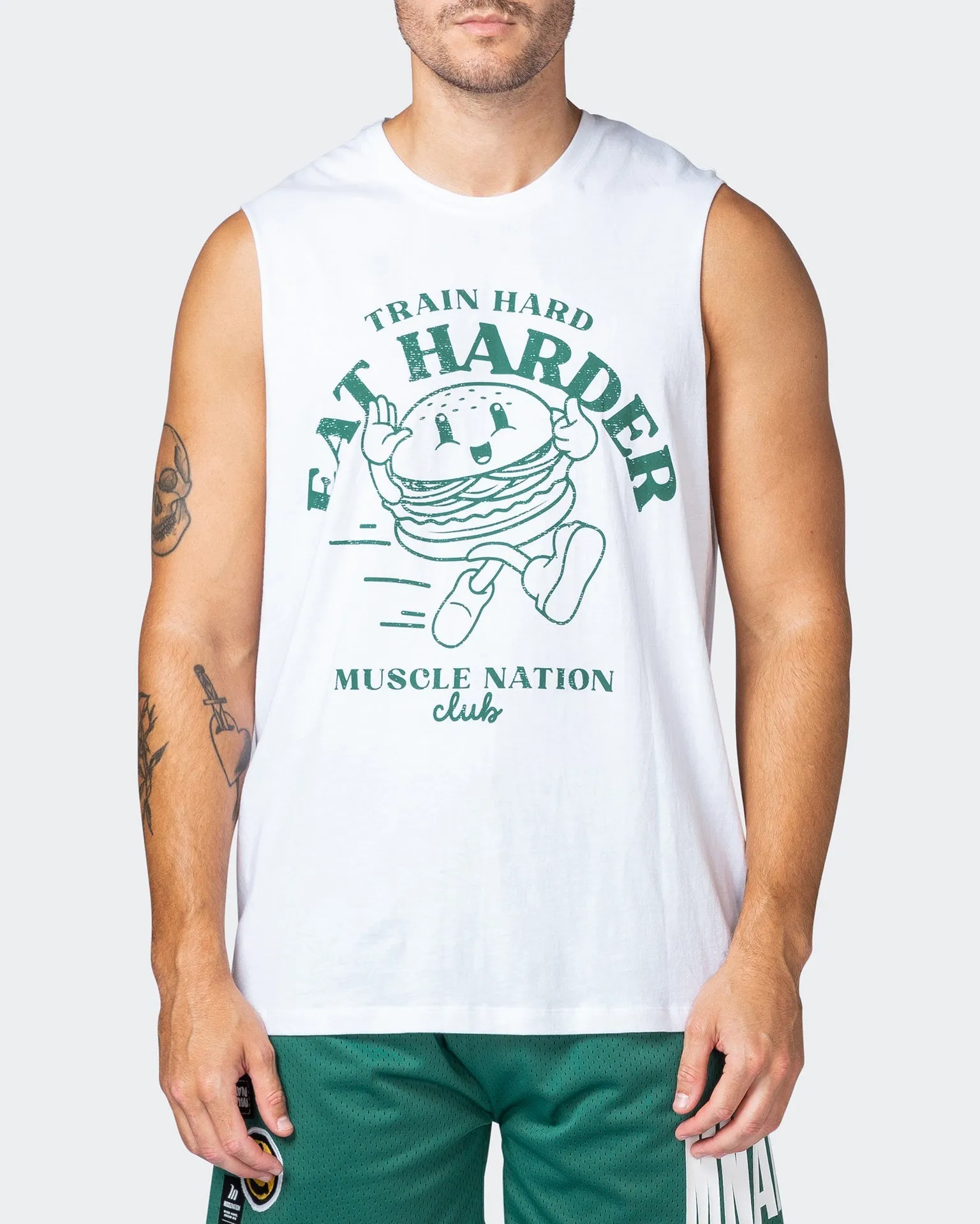 Train Hard Tank - White
