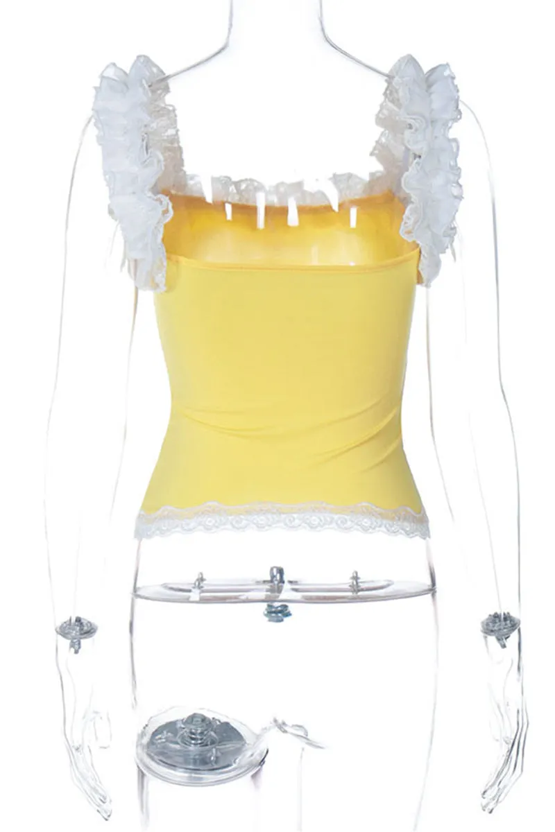 TS3425 Lace Ruffle Tank Top