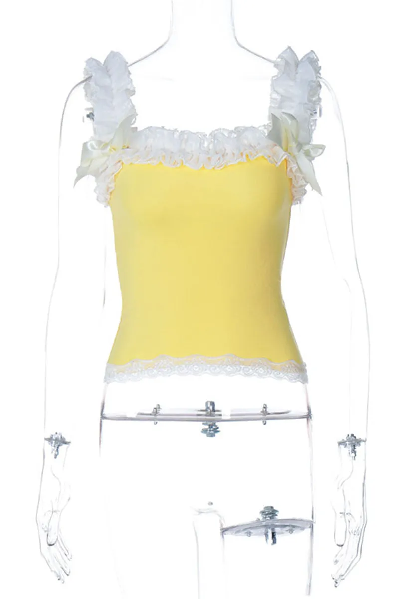 TS3425 Lace Ruffle Tank Top