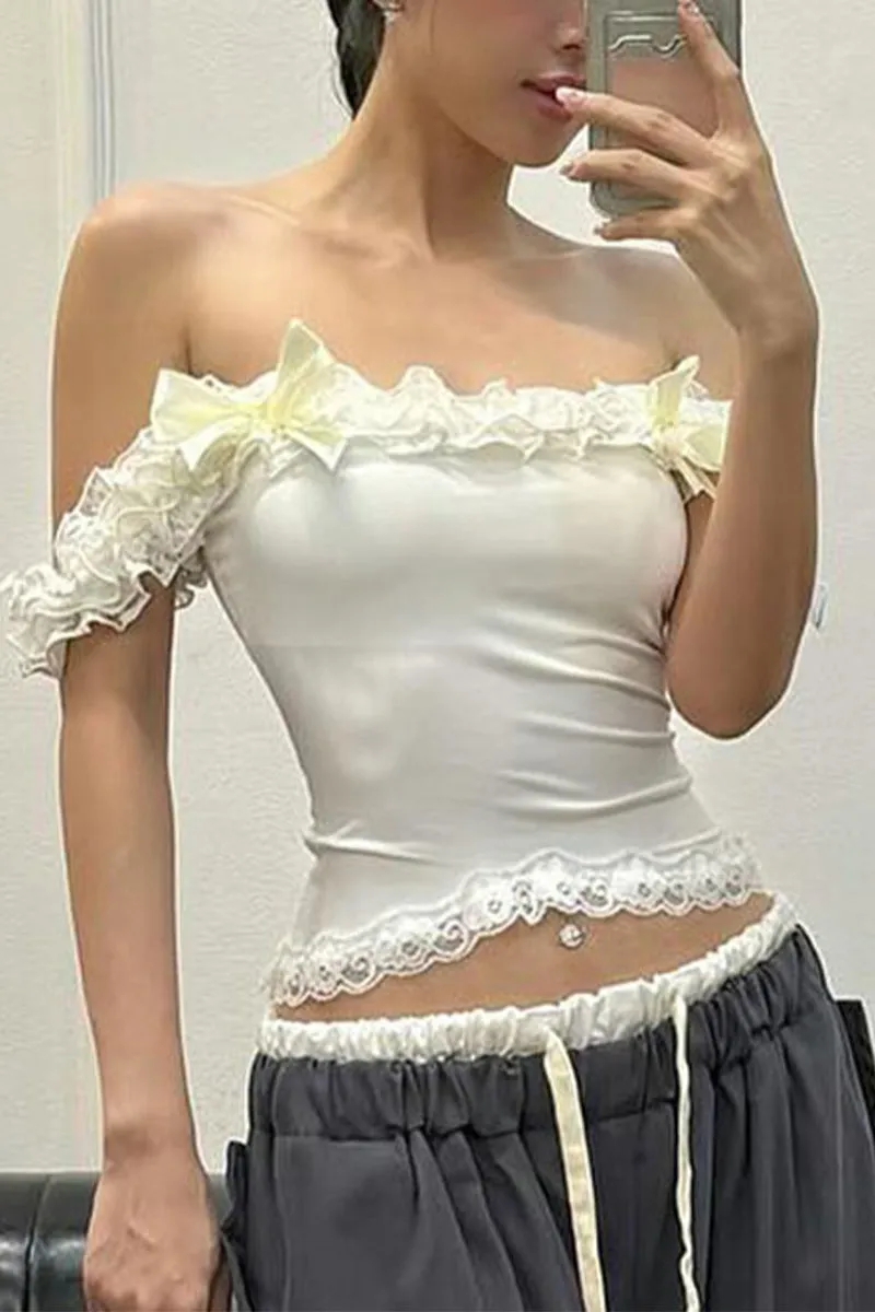 TS3425 Lace Ruffle Tank Top