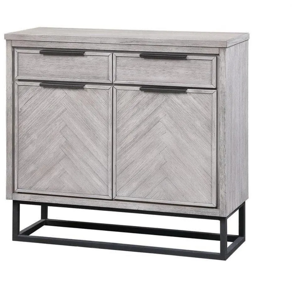 Two Door Double Drawer Accent Cabinet in White Rubbed Finish