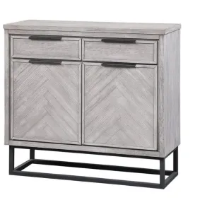 Two Door Double Drawer Accent Cabinet in White Rubbed Finish