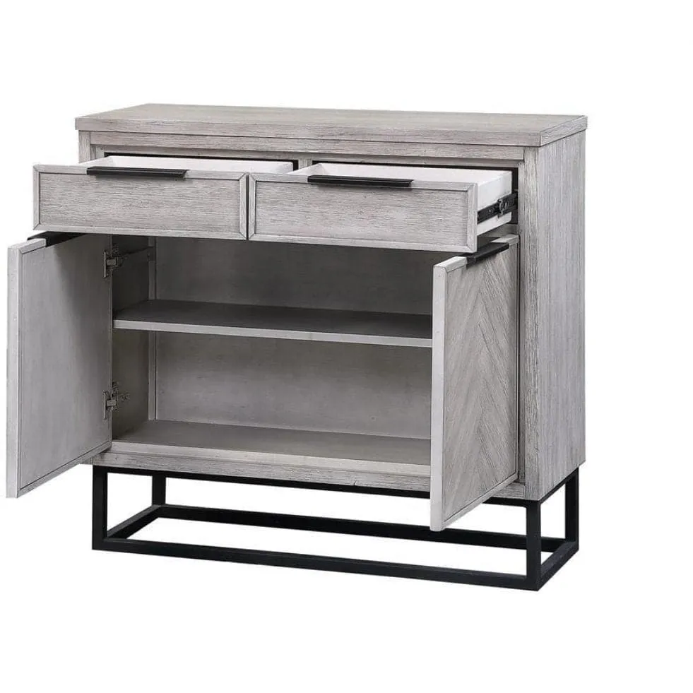 Two Door Double Drawer Accent Cabinet in White Rubbed Finish