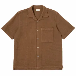 Universal Works Japanese Waffle Camp Shirt Brown