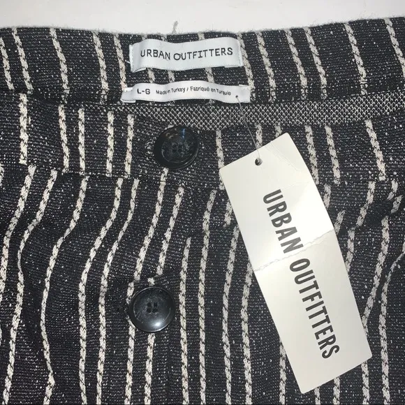 Urban Outfitters Black White Striped Button Skirt