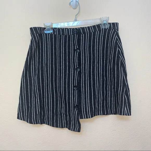 Urban Outfitters Black White Striped Button Skirt