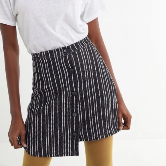 Urban Outfitters Black White Striped Button Skirt