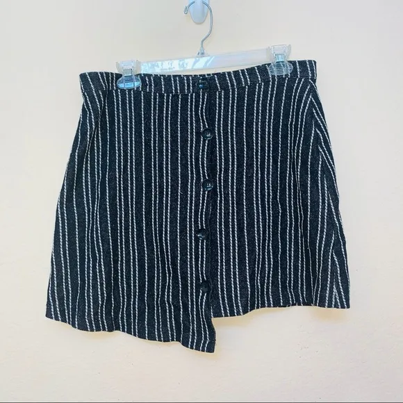 Urban Outfitters Black White Striped Button Skirt