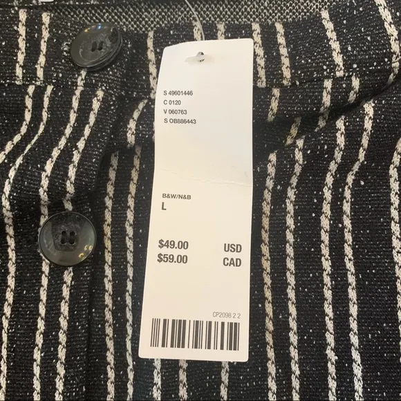 Urban Outfitters Black White Striped Button Skirt