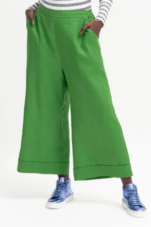 Vassa Linen Culotte in Aloe Green
