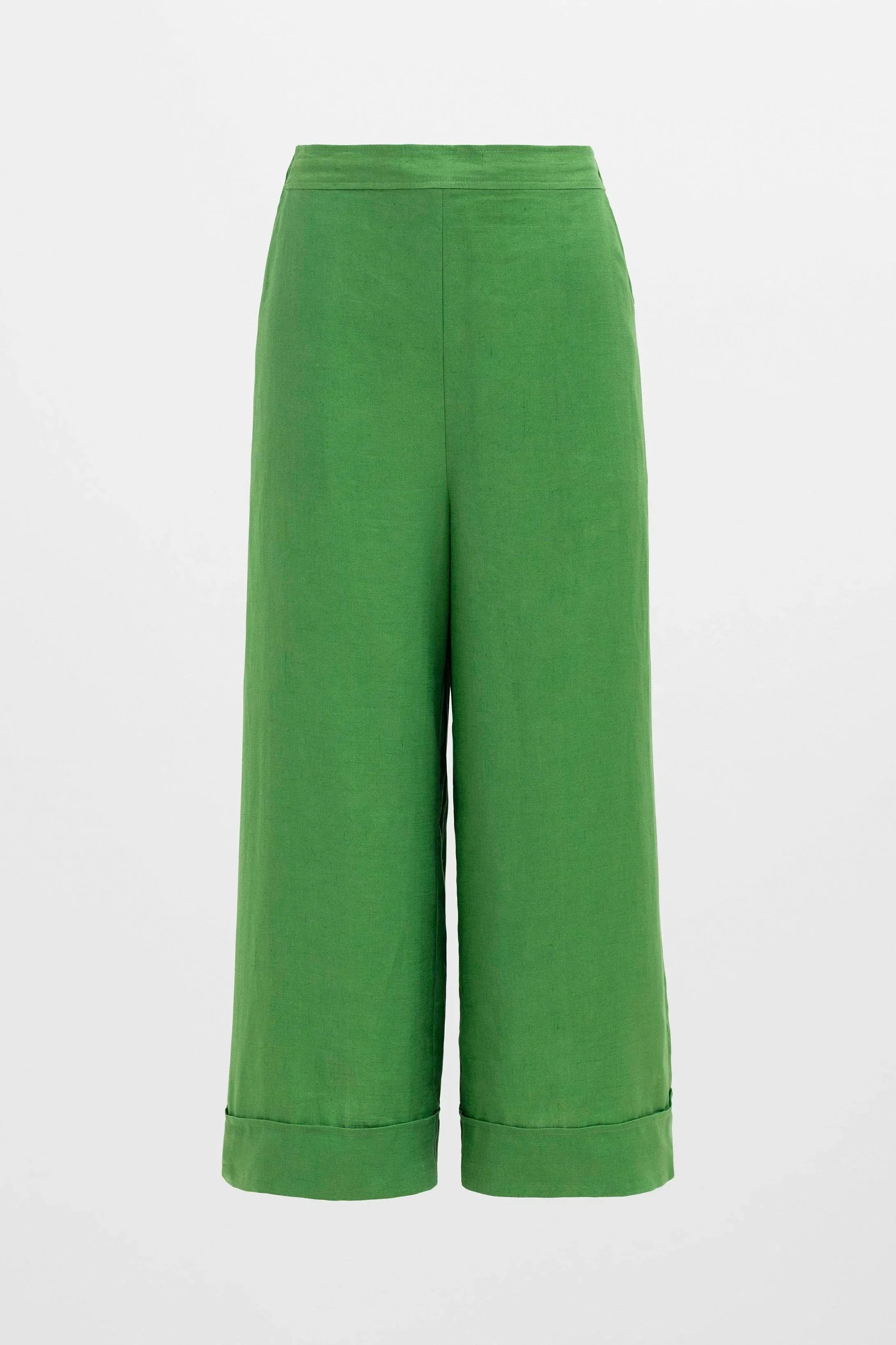 Vassa Linen Culotte in Aloe Green