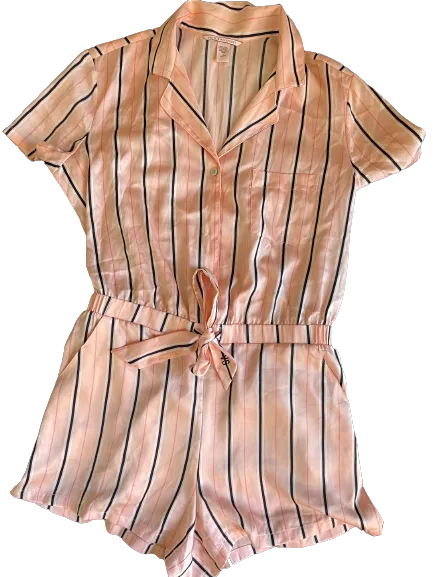 Victoria's Secret Pink Striped Romper Sleepwear