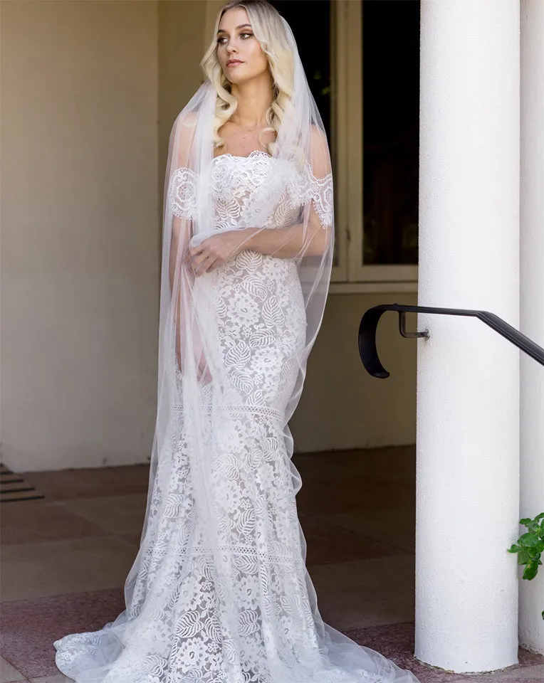 wedding veil - one tier raw edge silk tulle -  Kimmy at Kezani