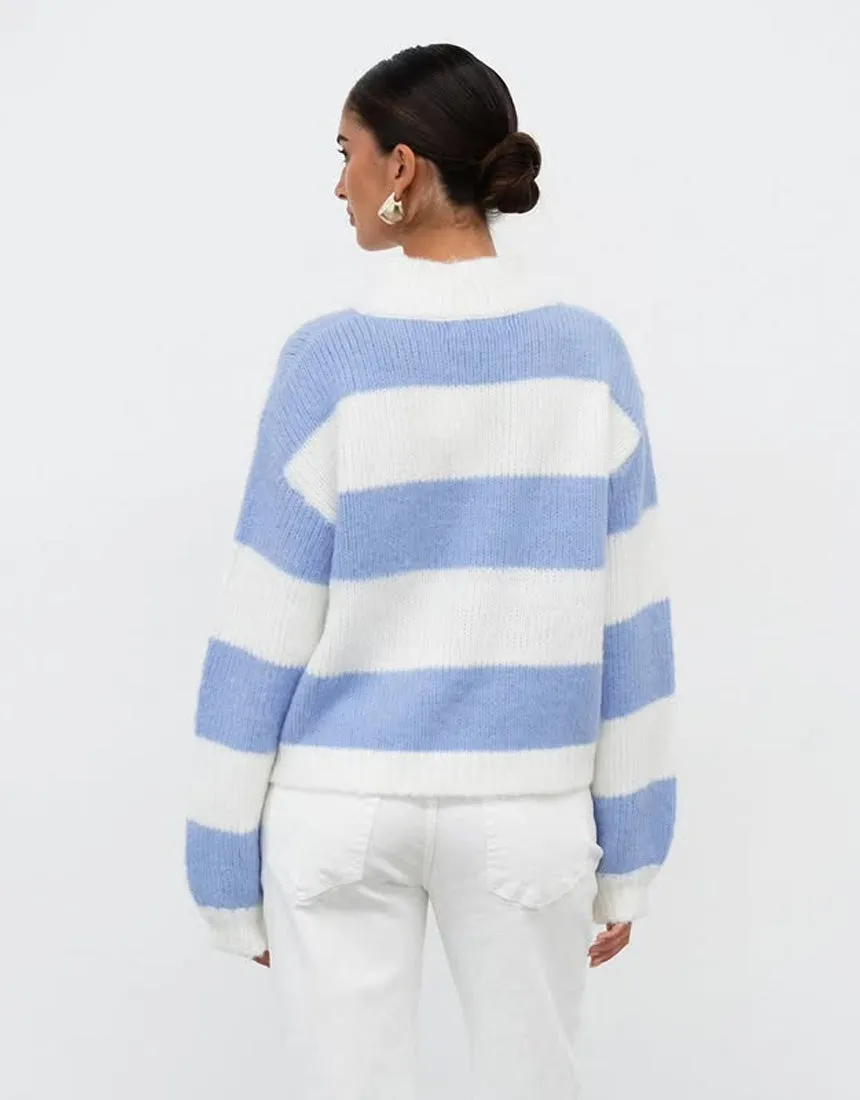 White Closet Stripe Sweater - Blue/White