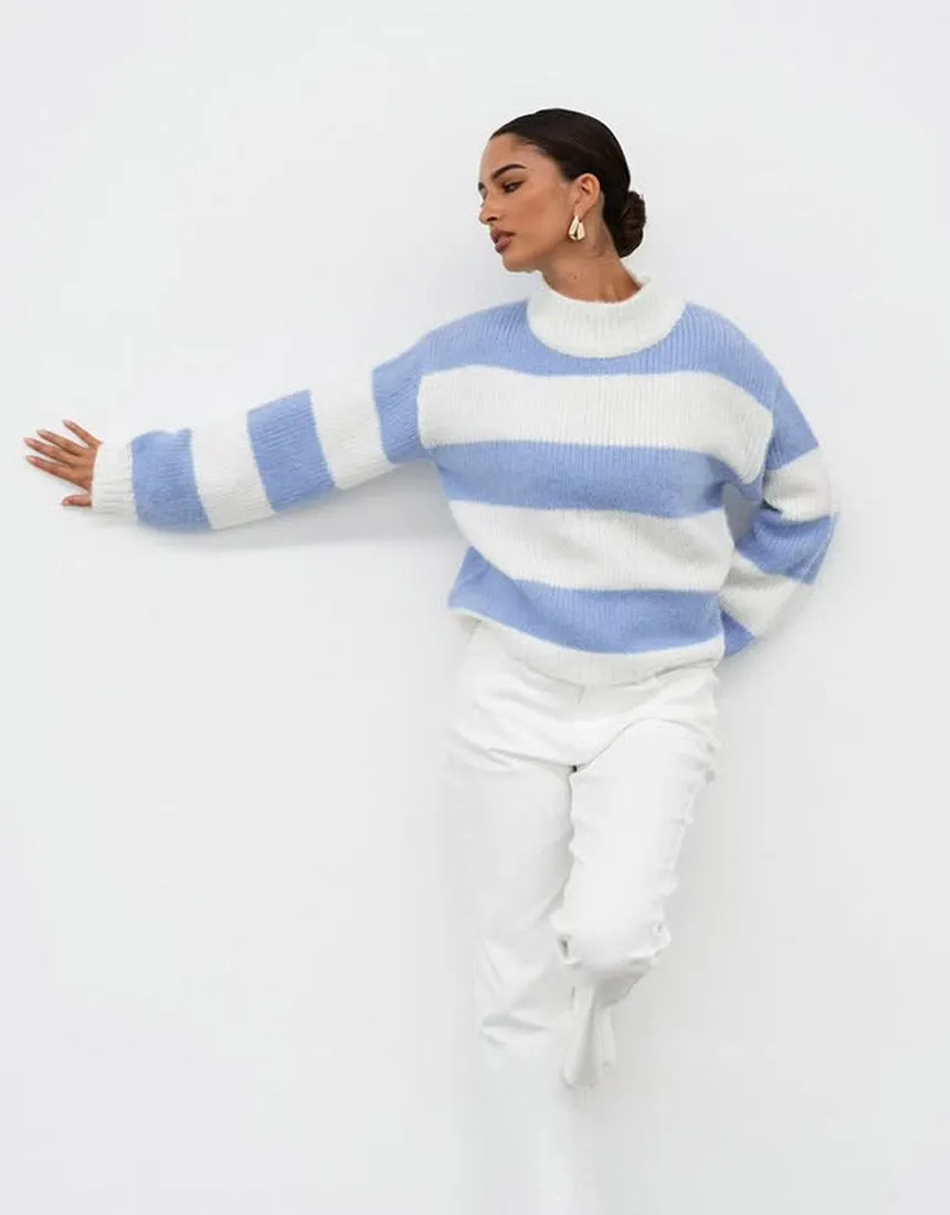 White Closet Stripe Sweater - Blue/White