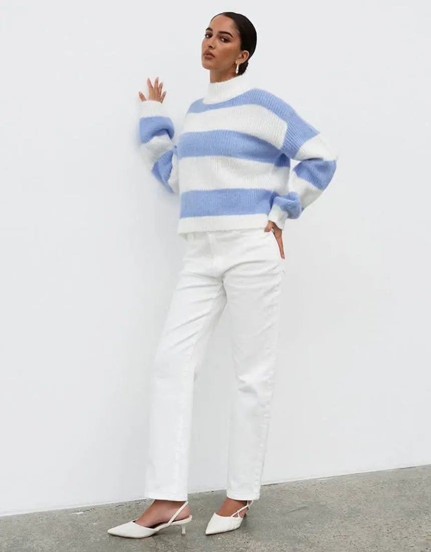 White Closet Stripe Sweater - Blue/White