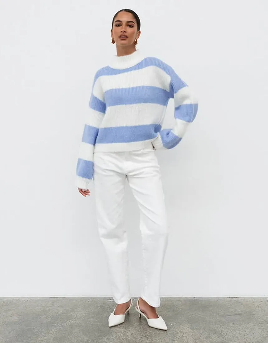White Closet Stripe Sweater - Blue/White
