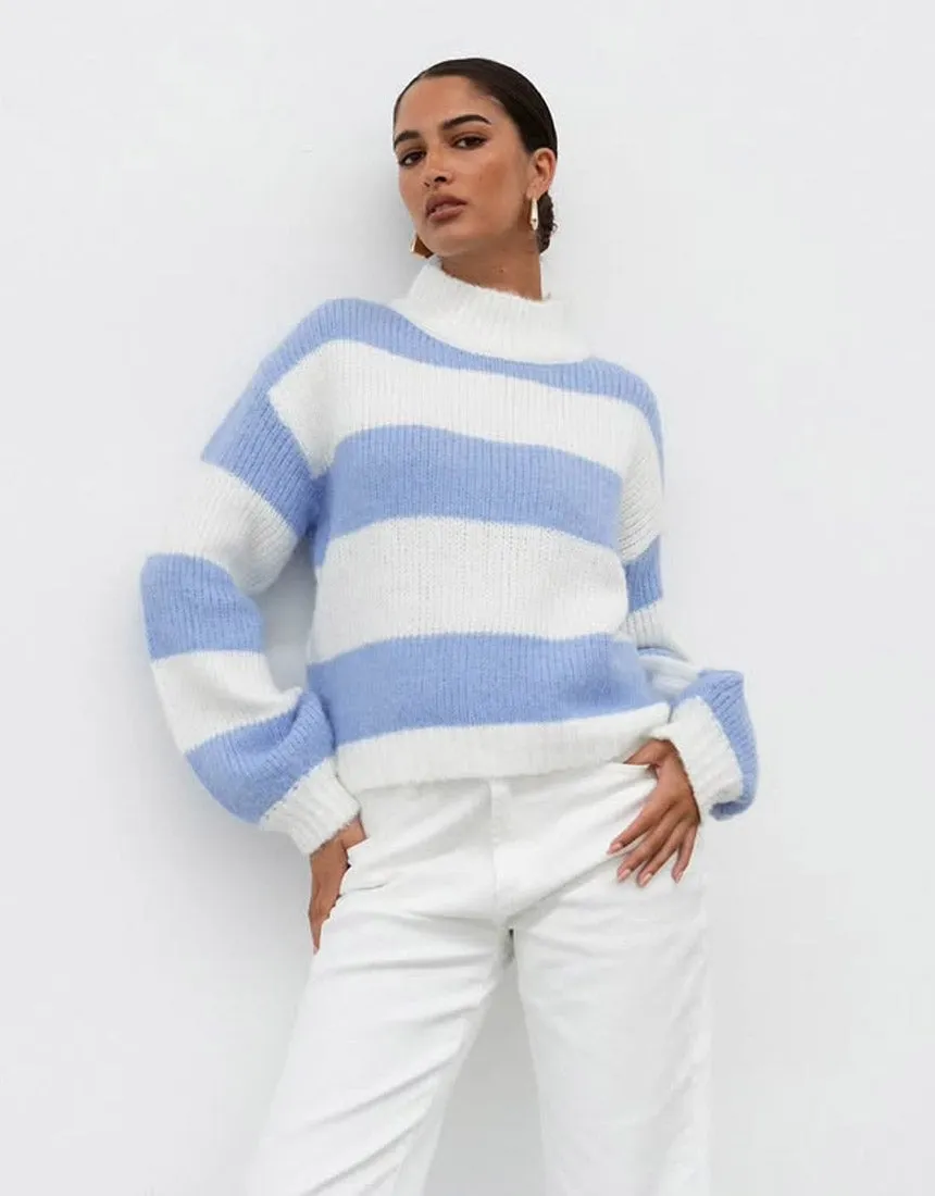 White Closet Stripe Sweater - Blue/White