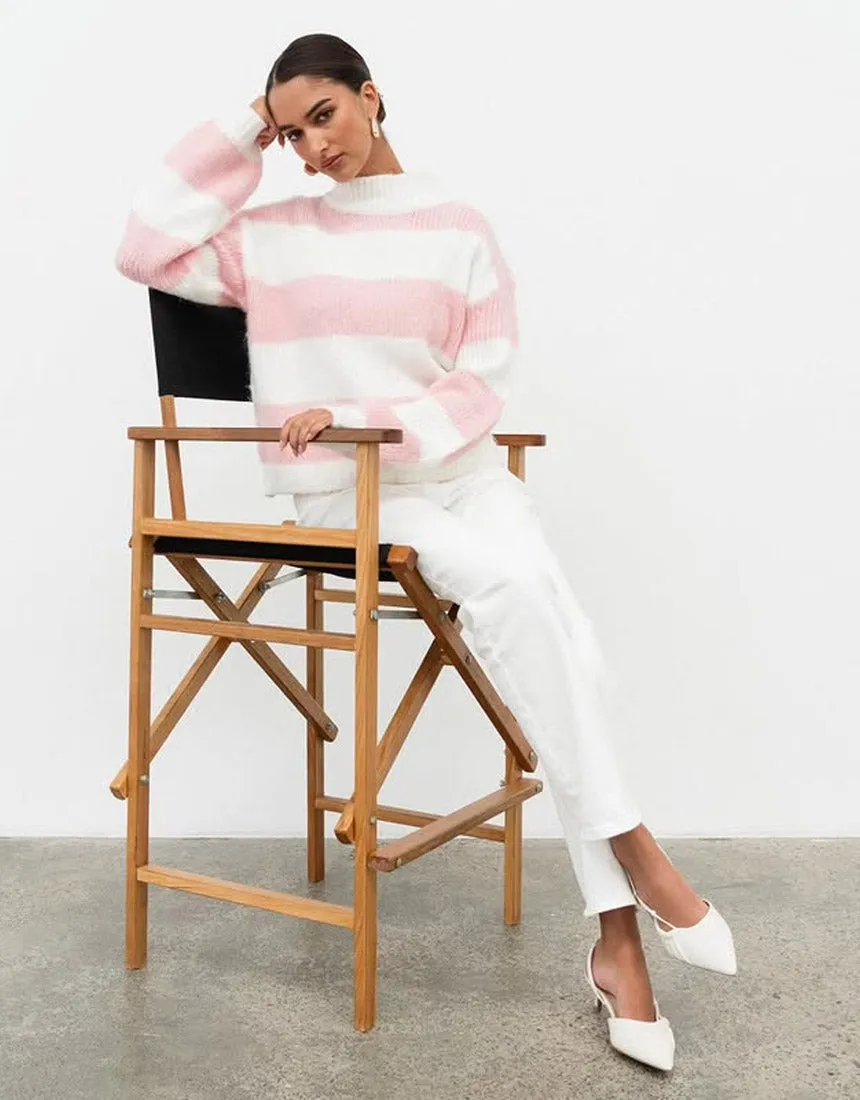 White Closet Stripe Sweater - Pink/White