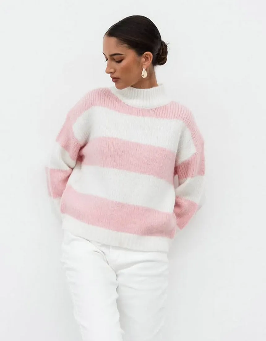 White Closet Stripe Sweater - Pink/White