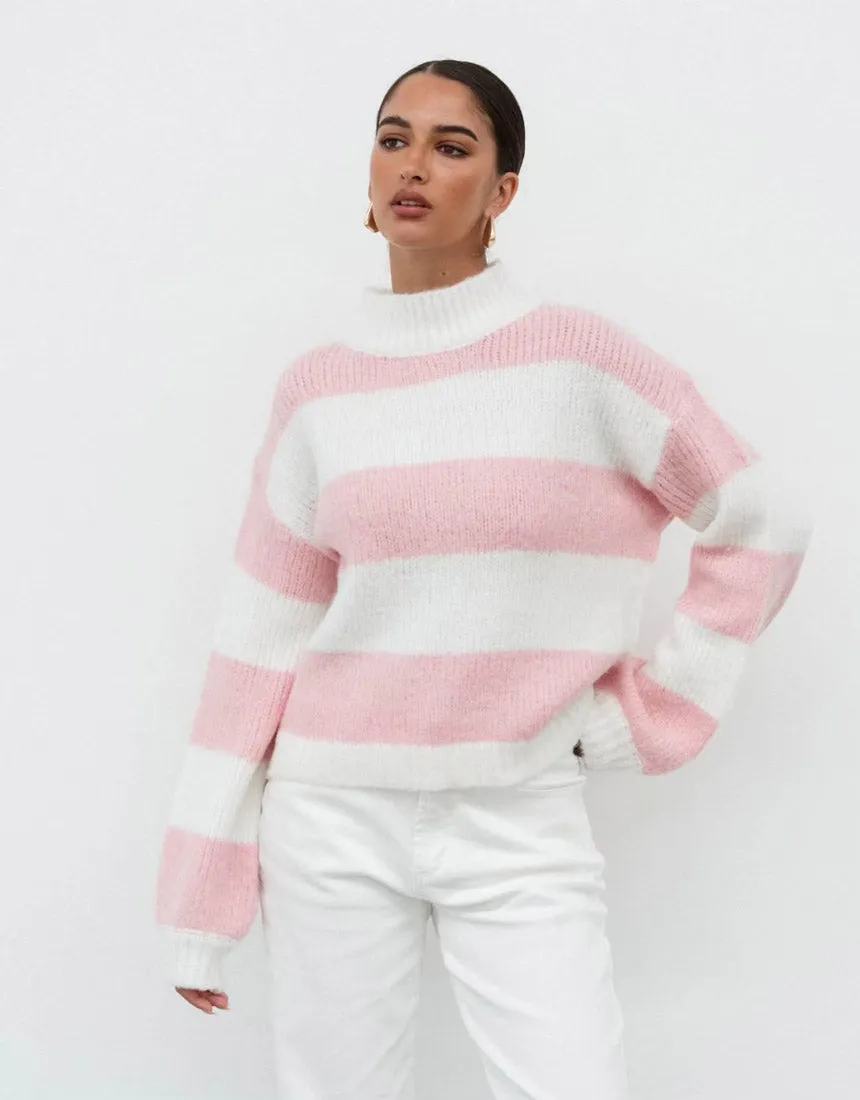 White Closet Stripe Sweater - Pink/White