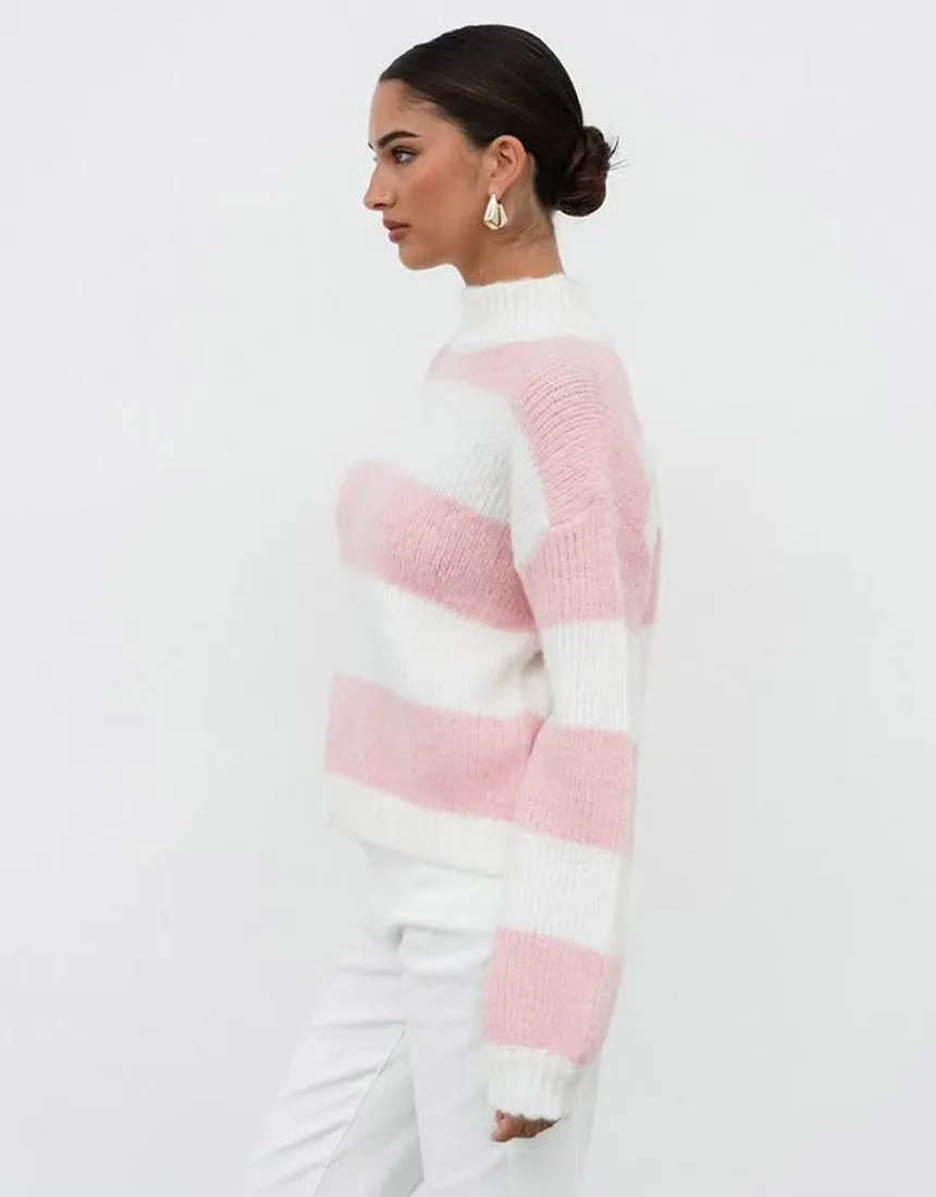 White Closet Stripe Sweater - Pink/White