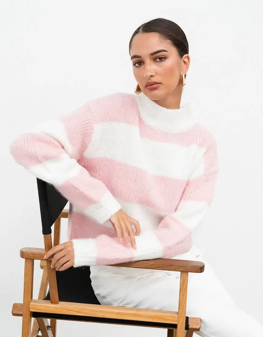 White Closet Stripe Sweater - Pink/White