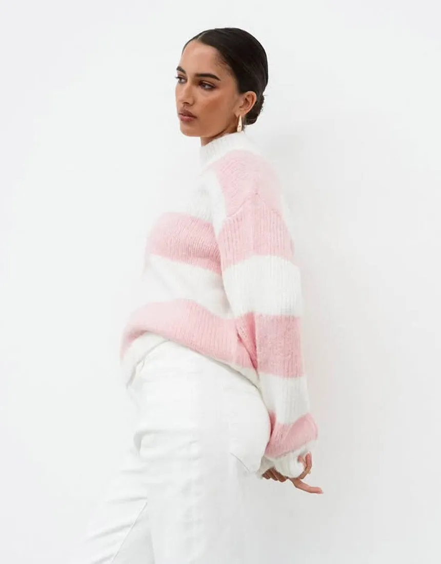 White Closet Stripe Sweater - Pink/White