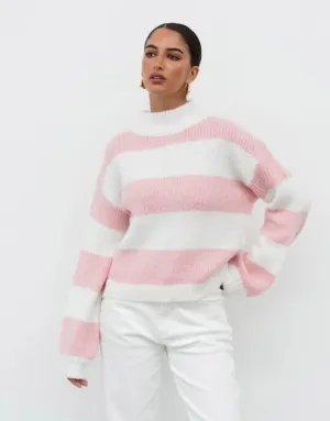 White Closet Stripe Sweater - Pink/White