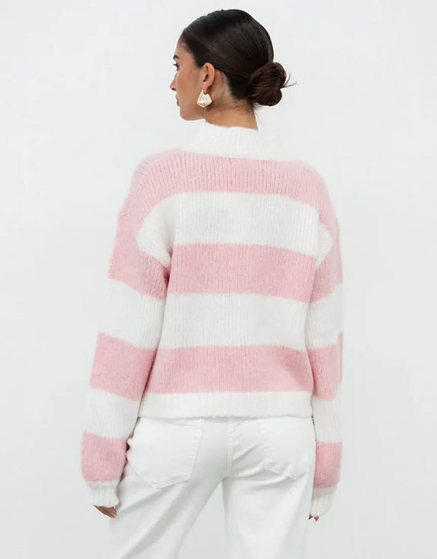 White Closet Stripe Sweater - Pink/White