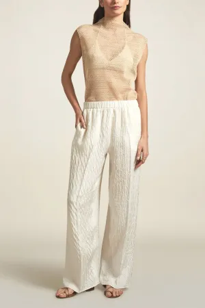 White Crinkle Allongé Trouser