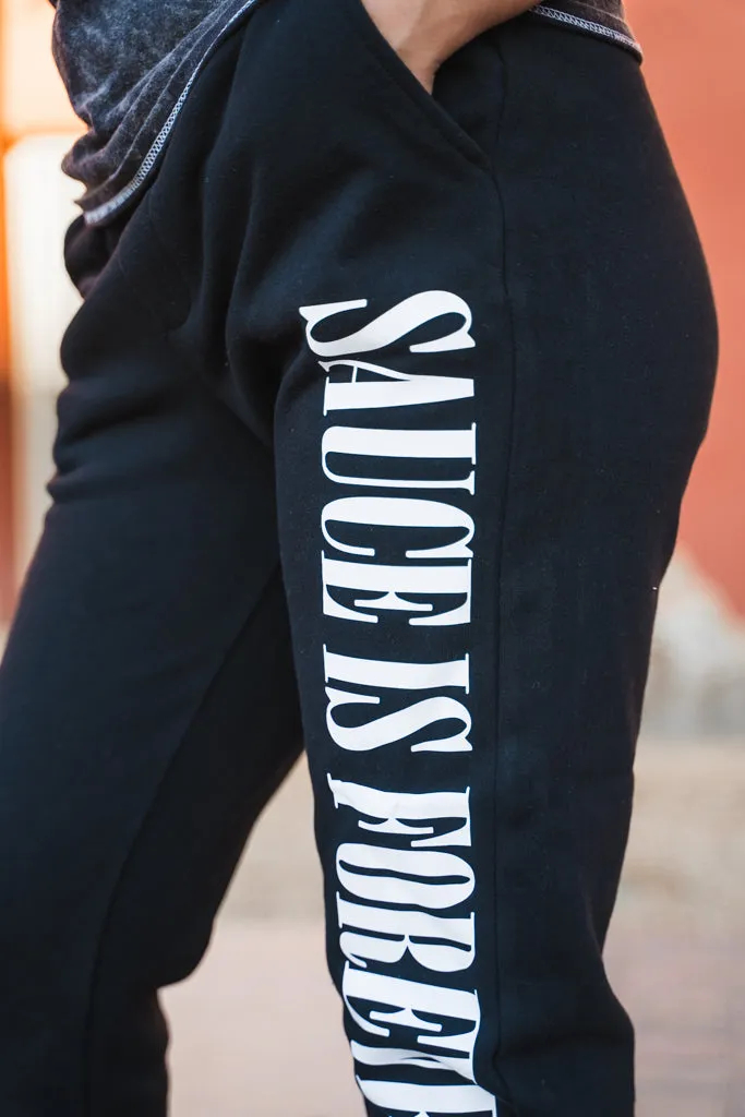 White Sauce Is Forever | Black Joggers (<del>LOVE</del> Pocket)