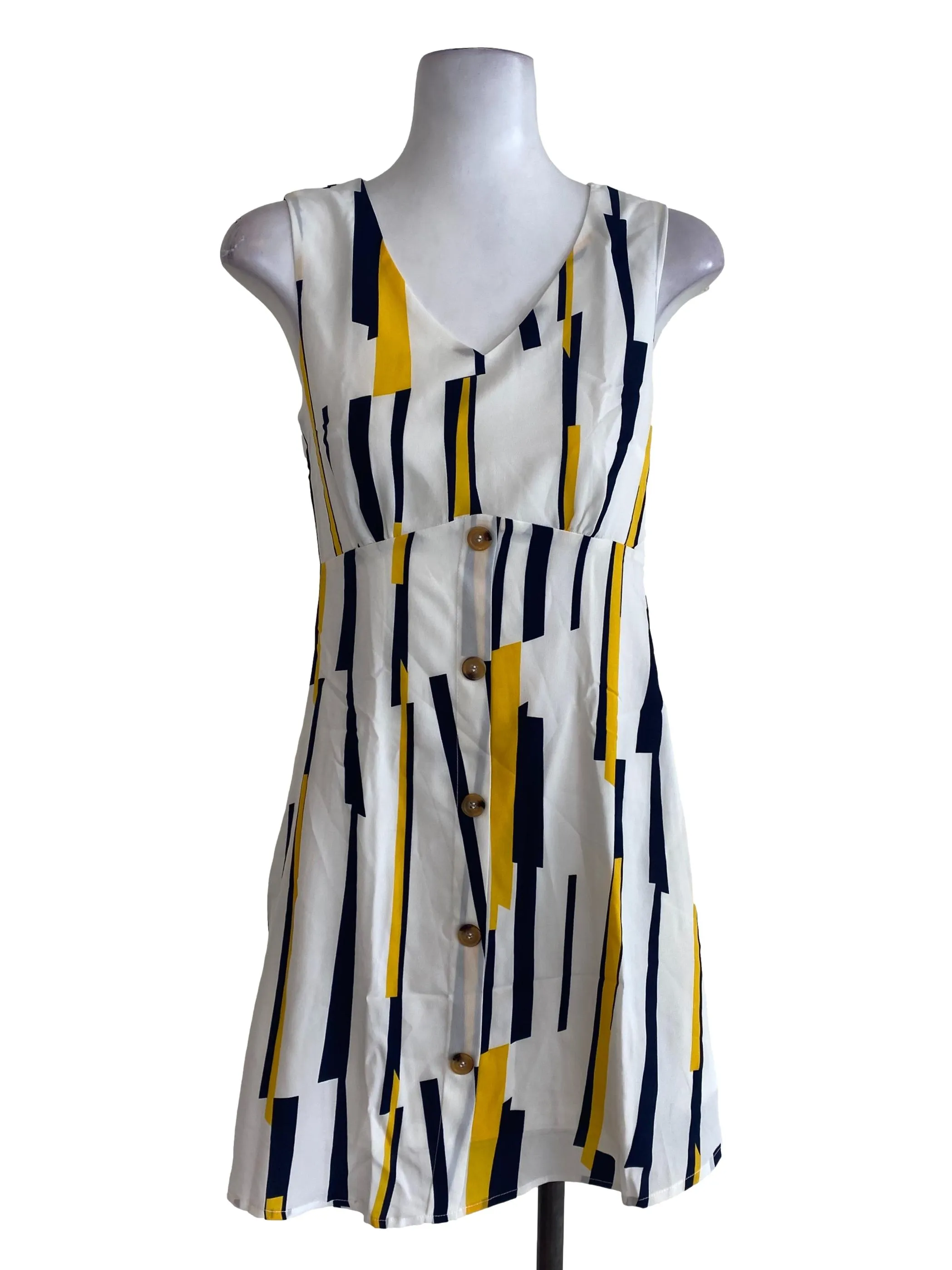 White Striped Button Down Dress