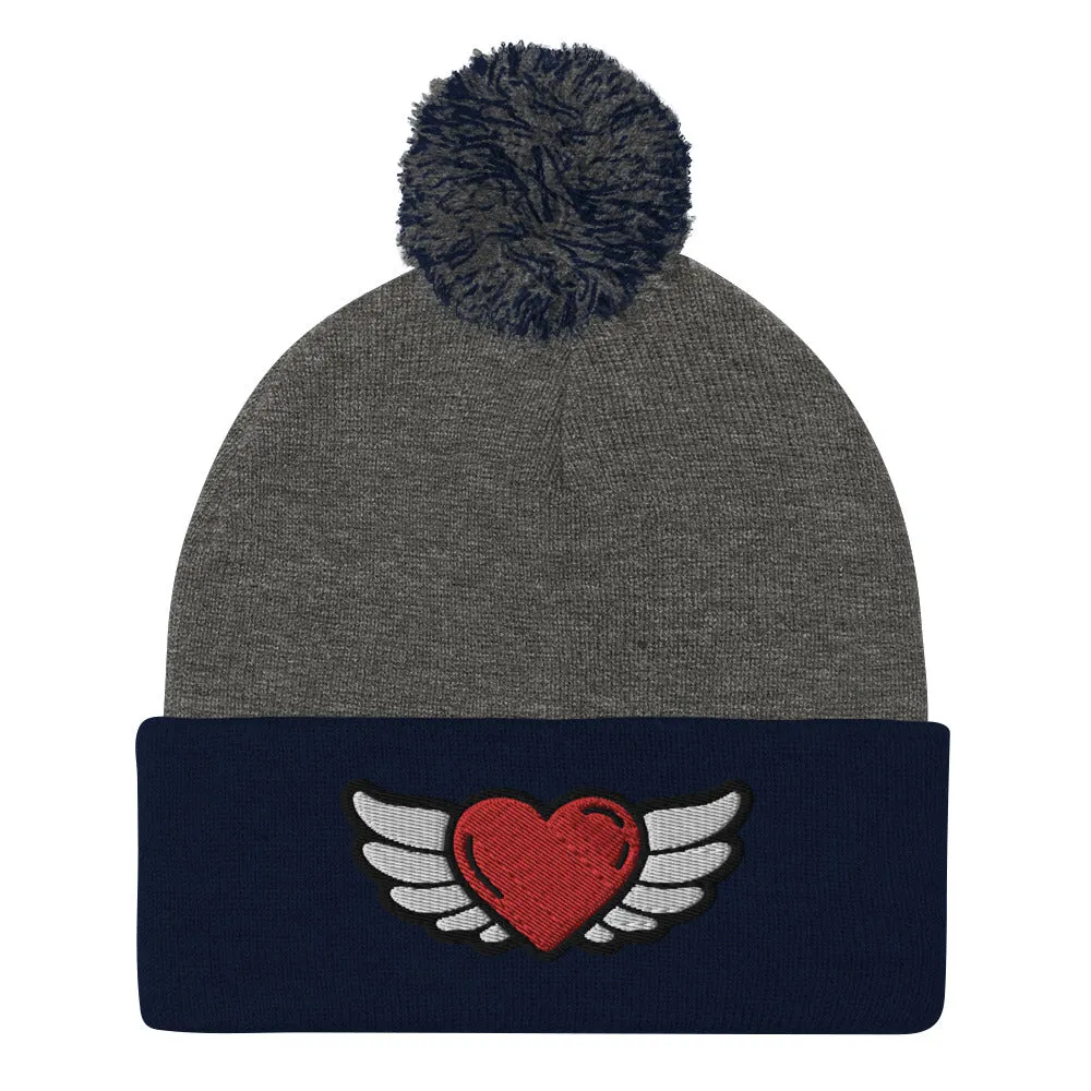 WINGS & HEART | Premium LIFESTYLE Adult or Teen Pom Pom Knit Cap Hat