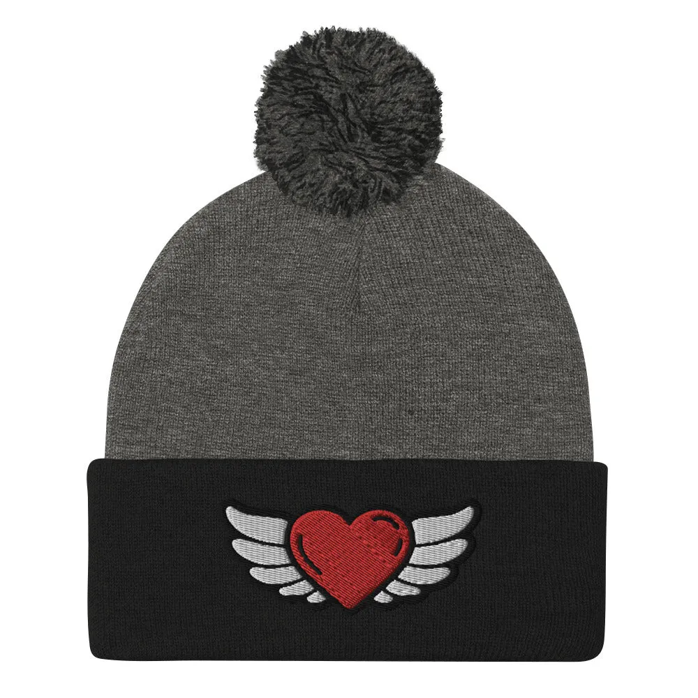 WINGS & HEART | Premium LIFESTYLE Adult or Teen Pom Pom Knit Cap Hat