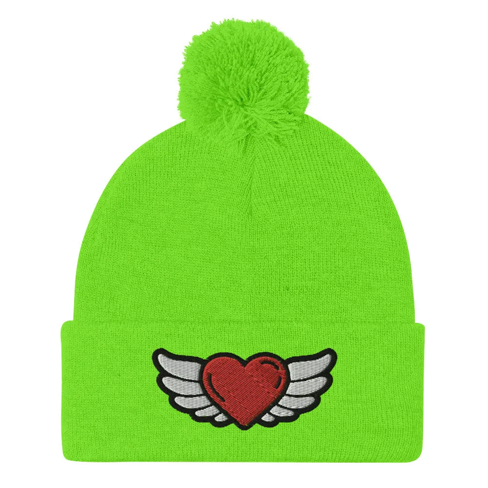 WINGS & HEART | Premium LIFESTYLE Adult or Teen Pom Pom Knit Cap Hat