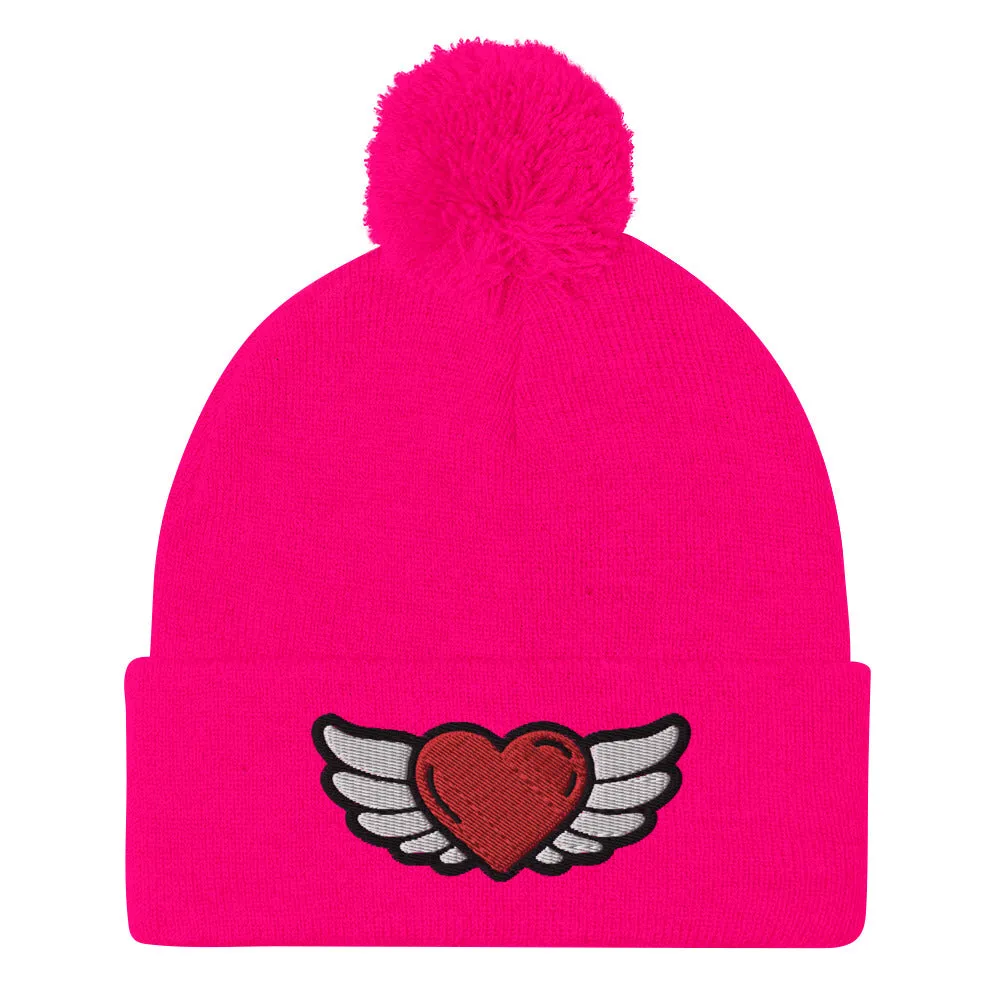 WINGS & HEART | Premium LIFESTYLE Adult or Teen Pom Pom Knit Cap Hat