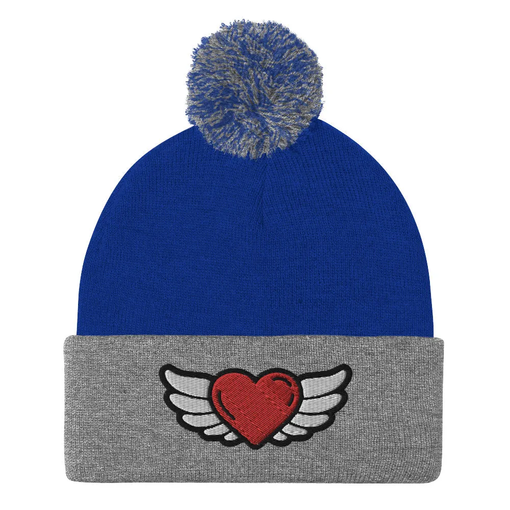 WINGS & HEART | Premium LIFESTYLE Adult or Teen Pom Pom Knit Cap Hat