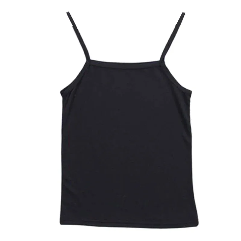 Women Basic Solid Color Sleeveless Camisole Spaghetti Strap Scoop Neck for Tank Top Slim Bottoming Sling Vest Undershirt